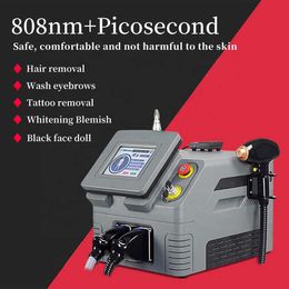 Salon Picoseconde + 808 Diode Laser Hair Tattoo Removal Machine Q Switch Pico Laser Permanent Pigment Removal 1064nm 532nm 1320nm Beauty