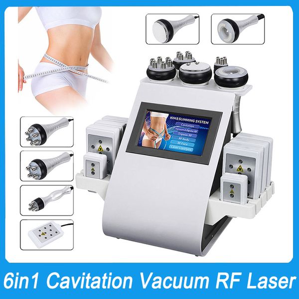 Salon Spa Corps Façonnage Resserrement De La Peau Lifting Du Visage 6in1 Cavitation RF Laser Machine Radio Fréquence Vide Lipo Aspiration Lumière Rouge Photon Brûle Les Graisses Réduire Le Poids