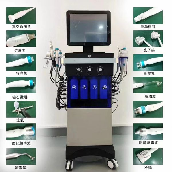 Utilisation en salon Équipement de beauté multifonctionnel 14 en 1 Hydra Machine de nettoyage en profondeur pour le visageHydro Peel Microdermabrasion Hydra Facial Auqa Water RF Lifting du visage Soins de la peau