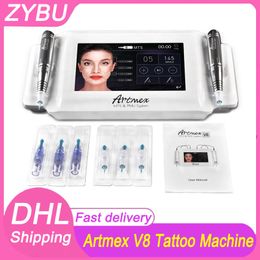 Utilisation en salon Microneedling 2 en 1 Maquillage permanent Machine à tatouer Équipement de beauté Double écran tactile numérique Sourcils Lipline MTS PMU Artmex V8 Stylo Derma
