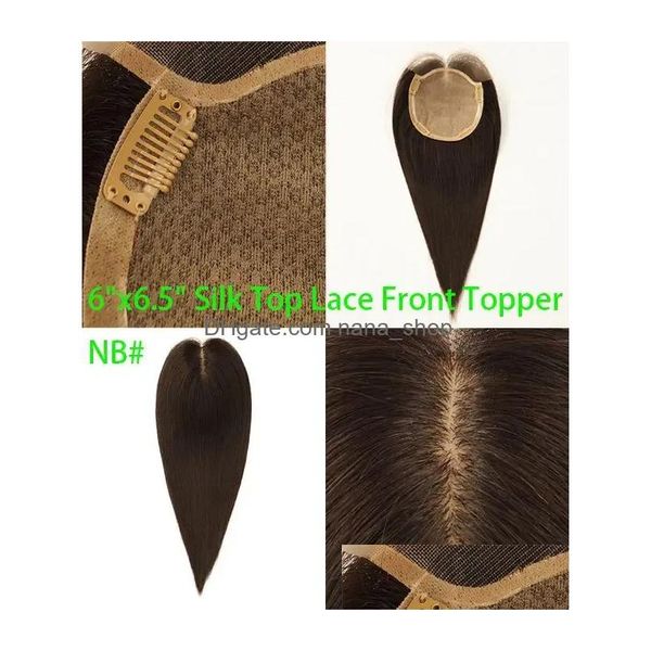 Toppers de trama de salón Hstonir Toupee Natural Hair Wig 100% Womens Human Topper Beate para la base de seda delantero delantero Remy European Del Dhmv9