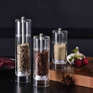 Salt en Pepper Grinder Set - Clear Acrylic Manual Spices Mills, Perfect voor Sea Peppercorns, Keukenaccessoires 210712