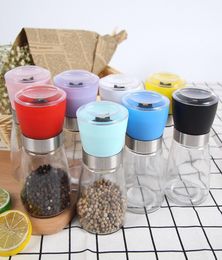 Zout- en pepermolenmolen Glassglas Pepper Shaker Salt Container Comple Jar Holder Nieuwe keramische slijpflessen7957590