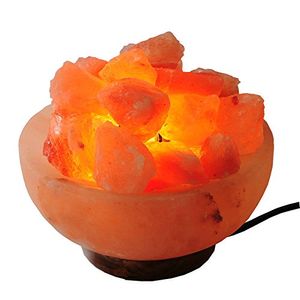 Lampe à lumière salée Grand bol himalayen de feu rond de 7 pouces de 9 à 10 livres avec cordon de variateur