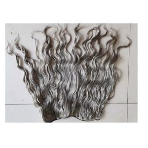 Poivre salé argent gris gris extension de cheveux humains extension de cheveux gris ondulé flip dans la trame avec ligne de poisson installation facile à apparence naturelle 140g / pcs Double dessin DIVA1