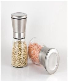 Salt pimienta molinillo de acero inoxidable manual de condimento bottles amoladoras de la cocina de vidrio herramientas premium lxl229a5438492