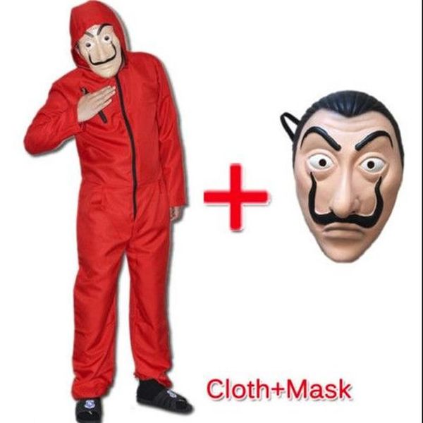 Salvador Dali La Casa De Papel vol d'argent Cos combinaison masque Costume Cosplay2504