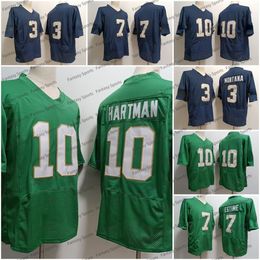 Sam Hartman #10 Jersey College Football Groen Klassiek Marine Ierse Throwback Voetbalshirts voor heren GEEN NAAM