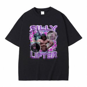 Sam Sulek Silly Lifter Pump Cover Bodybuilder Grappige Meme Print T-shirt Mannen Vrouwen Casual Cott T-shirt Mannelijke Oversized T-shirts t6UD #
