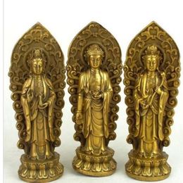 Bouddha en cuivre Sam West Amitabha mahasthamaprapta Avalokiteshvara Buddha258l