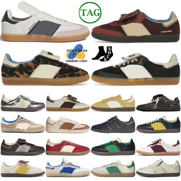 Sambass Pony Sneakers crème blanche Pays de Galles Bonner du noyau noir Fox Brown Léopard Nylon Nylon Vegan Rose Green Femmes et hommes Chaussures de créateurs