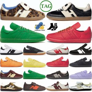 Sambass Pony Wales Bonner Leopard noyau noir crème blanche Fox Fox Brown Silver Classed Pack Dark Gum Ecrtin Green Red Collegiate Navy Femmes and Hommes Chaussures décontractées