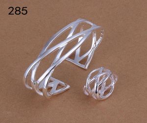 Dezelfde mix stijl dames sterling verzilverde sieraden set merk mode bruiloft 925 zilveren armband ring sieraden set gts44a7786321
