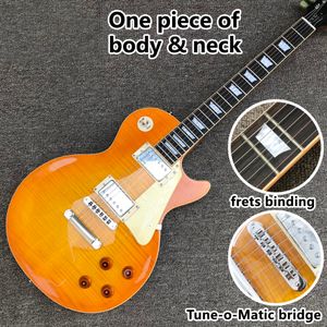 Hetzelfde als de foto's Custom Shop, gemaakt in China, standaard elektrische gitaar van hoge kwaliteit, hals uit één stuk, fretsbinding, Tune-o-Matic brug
