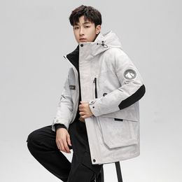 Veste en duvet de canard du même style pour hommes, vêtements de travail d'extérieur à capuche épaisse pour couple court