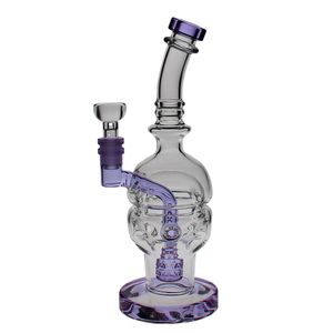 SAML 8,8 inch hoog glas SOL EGG FAB Bong Waterpijpen Seed Of Life Dab Rig Recycler Waterpijp Vrouwelijke gewrichtsgrootte 14,4 mm PG3001 (FC-EGG V2) Paars