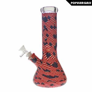 SAML 10 Inch Tall Beker Bong Hookahs met Stars and Stripes Pattern Diffusion Percolate Water Pipe 7mm Dikke Amerikaanse nationale vlaggen PG5079
