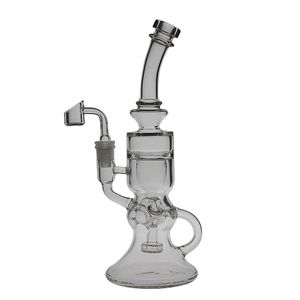 SAML GLASS Hookahs 11 pouces de haut FTK Torus Bong Klein Dab Rig Recycler Fumer Pipe à eau taille du joint 14.4mm PG3017