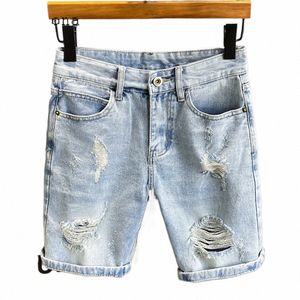 Samla Plus Size Mannen Fi Bodem Mid Taille Crim Denim Shorts Losse Vintage Gat Gescheurde Korte Jeans Mannelijke Zomer hotpants Q4sU #