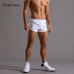 Samlona grande taille hommes mode loisirs Shorts Sexy taille élastique pantalons courts été décontracté plage mâle vêtements 220715