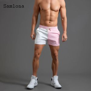 Samlona plus size heren gesplitste mode vrijetijdsgebied shorts zomer sexy veter skinny short broek mannelijk casual strand 240424