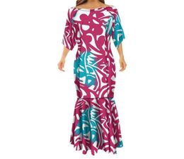 Samoan dames039S Lange Mermaid -jurk koppels kleedt Polynesische tribal Custom Half Sleeve Persoonlijkheid Women Long Fishtail Dress 226950837