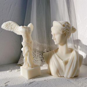 Samothrac ailé victoire bougie moule Statue grecque déesse Silicone ange Figurine Sculpture Art cire bougies moule 220531276S