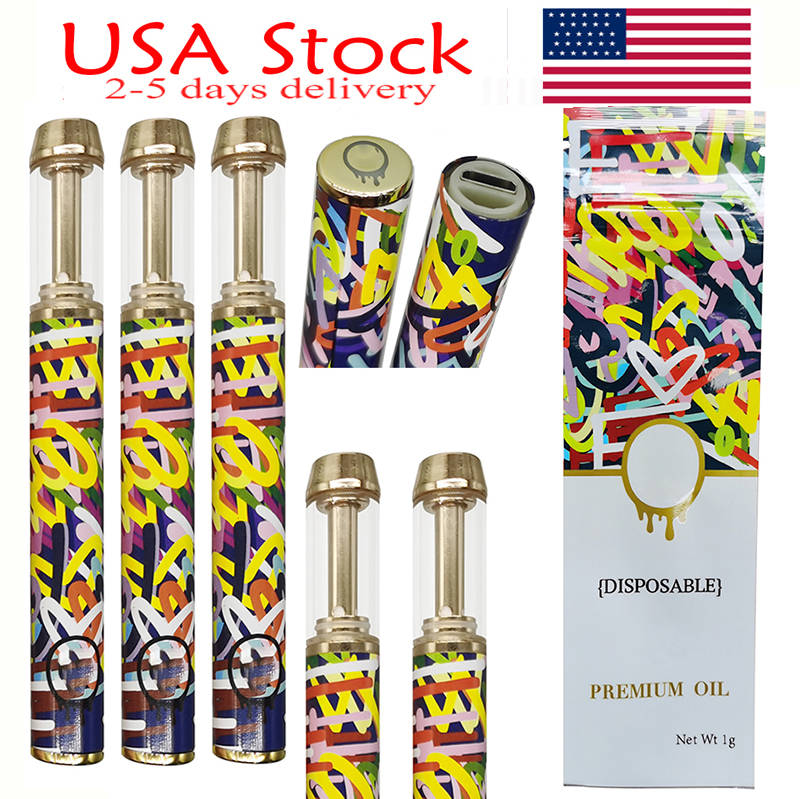 USA California Honey Disposable Vape Pen 1ml Thick Oil Carts E-cigarettes Copper Tip Rechargeable 400mah Battery Vaporizer empty Limited Edition Packaging Bag