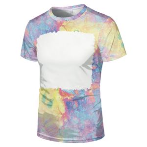Échantillon de fournitures de fête T-shirt blanchi par sublimation Chemise de blanchiment vierge entièrement en polyester Tailles américaines pour hommes femmes 31 couleurs 001