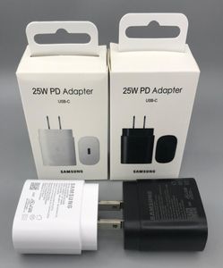 Samsung 25W PD -adapter Snel opladen USBC Mobiele telefoon Mains Plugwall Charger voor notitie 10 met retailpakket4394521