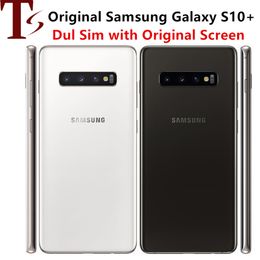 Samsung Galaxy S10 Plus G975 double sim 4G téléphone portable 8 Go 128 Go Octa Core 6,4 "5 caméra Snapdragon 855 NFC Android téléphone intelligent débloqué 5 pièces