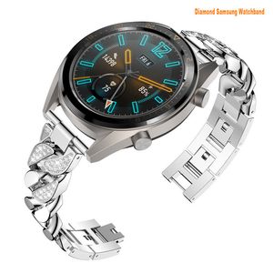 Samsung Galaxy Watch 4 sangles 44mm 40mm Classic Bling Band 42mm 46mm Glitter Diamant Strass Acier Inoxydable Bracelet en Métal pour Femme Fille bracelets de montre
