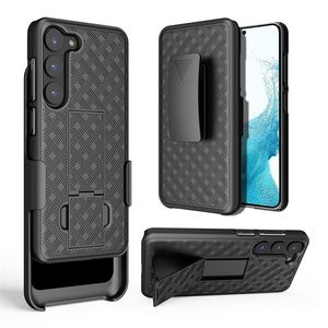 Samsung Holster Shell Defender Kickstand Étui de téléphone avec clip ceinture à ressort pour Samsung S21 S22 S23 Note 20 A52 A72 Housse de protection hybride robuste