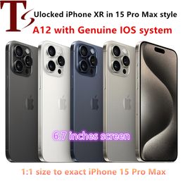 iPhone XR débloqué d'origine remis à neuf couvert pour iPhone 15 Pro max 6,7 pouces téléphone portable avec apparence d'appareil photo 15pro max 3G RAM 64 Go 128 Go 256 Go ROM téléphone portable