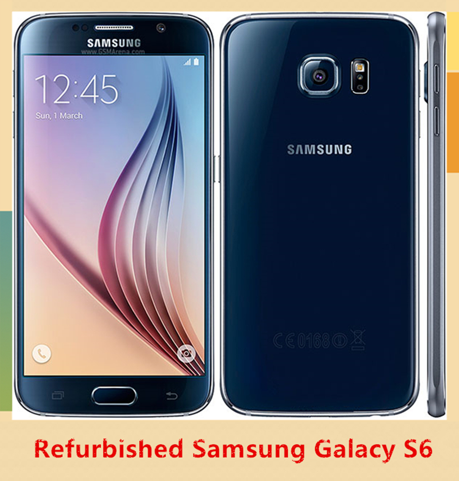 Samsung S6 Renoverad-Unlocked Original S6 G920F G920V G920A G920P 3GB 32GB 5.1 