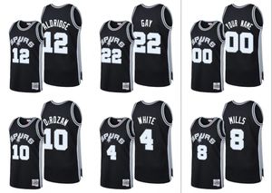 San Antonio''Spurs''Heren Derrick White Rudy Gay LaMarcus Aldridge DeMar DeRozan Patty Mills Reload Klassiek Custom Zwart Jersey