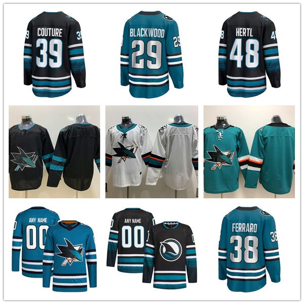 SAN CUSTUR JOSE Sharks Hockey Jerseys 41 Vitek Vanecek 44 Vlasic Marc-Edouard 18 Filip Zadina Fabian Zetterlund Kenzie Blackwood Thomas Bordeleau Kyle Burroughs