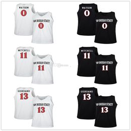 San Diego State Aztecs College # 0 Devin Watson Basketball Jerseys # 11 Matt Mitchell # 13 Caleb Giordano Mens Ed Custom n'importe quel nom de numéro