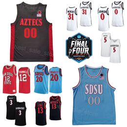 San Diego State Aztecs College Jerseys Finale vier 2023 Basketbal 20 Matt Bradley 5 Lamont Butler 13 Jaedon Ledee 3 Micah Parrish 0 Keshad Johnson Nathan Mensah NCAA