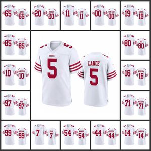 San Francisco''49ers''Men 11 Brandon Aiyuk 10 Jimmy Garoppolo 5 Trey Lance 44 Kyle Juszczyk Mujeres Jóvenes Blanco Juego personalizado Jersey