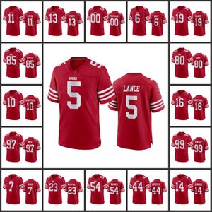 San Francisco''49ers''Men 7 Charvarius Ward 44 Kyle Juszczyk 5 Trey Lance 16 Joe Montana Dames Jeugd Scarlet Custom Game Jersey