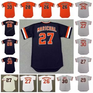 Maillot de baseball vintage de San Francisco 26 JEFFREY LEONARD 1982 JOHN MONTEFUSCO 1976 27 JUAN MARICHAL 28 BUSTER POSEY FUENTES des années 1970 30 CHILI DAVIS DERREL THOMAS 1975