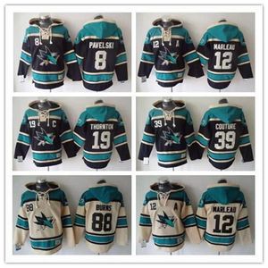 Sharks de San Jose 12 Patrick Marleau 39 Logan Couture 88 Brent Burns 19 Thornton 8 Pavelski Sweat à capuche de hockey Sweat-shirts Ed