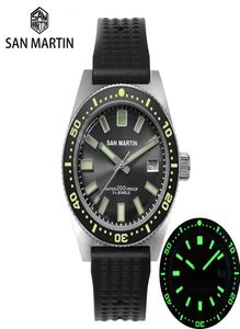 San Martin 62Mas Diver Automatic Mécanical Men Watch NH35 Cérame en acier inoxydable Céraque de cadran du soleil Calendrier Calendrier Luminaire T2002246756