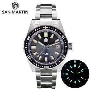 San Martin 62mas V4 41mm Diver Mens Horloge Sapphire Glass Toegepaste NH35 Automatische Mechanische Horloges Armband Datum 20bar Lume 210804