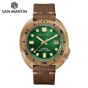 San Martin Abalone Bronze Diver Horloges Heren Mechanisch Horloge Lichtgevend Waterbestendig 200M Lederen Band Stijlvolle Relojes 2107283318