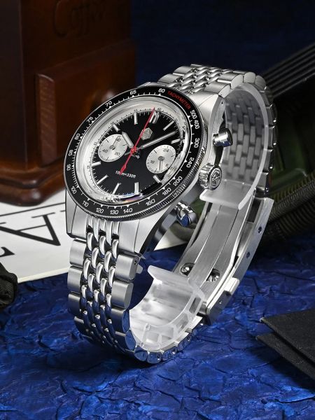 San Martin Chronograph Watch Men's Quartz Wristwatch VK64 39,5 mm Sport Original Sport Second Sapphire Imperpose 10bar SN0116JS