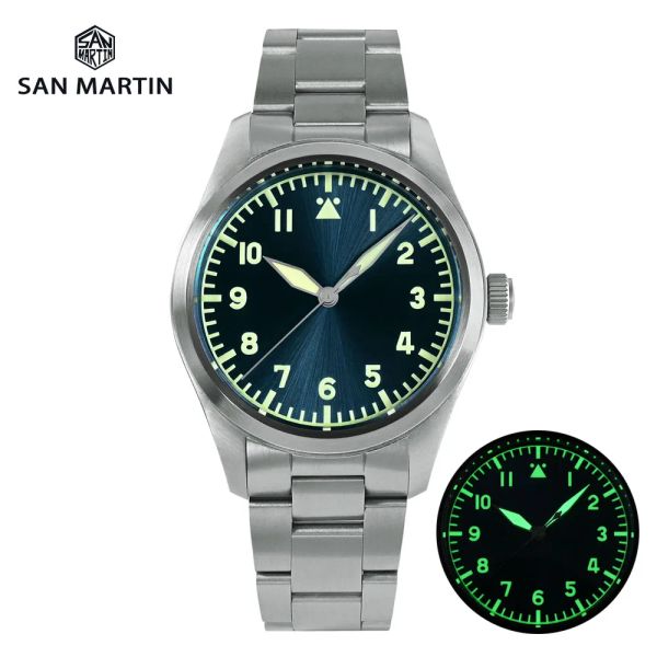 San Martin SN0030-G-V2 39 mm Pilot Men Watch Style Military NH35 YN55A Relojes mecánicos automáticos de 20bar