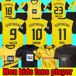 Sancho 23 24 Jerseys de fútbol Reus 24 25 Dortmunds Borussia Fútbol Haller Fútbol Camisa Bellingham Neongelb Hummels Brandt Men Kids Especial All Black Maillot de Foot