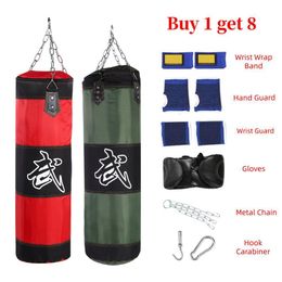 Sac de sable 60cm 80cm 100cm 120cm Sac de sable de boxe vide Suspendu Coup de pied Sac de sable Entraînement de boxe Combat Karaté Sac de sable avec gants Protège-poignet 230808